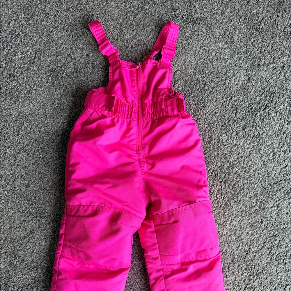 Cat & Jack Bright Pink Snow Bibs 2T girls